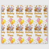 Papier Cadeau Joyeux Anniversaire de la collection d'animaux pap (Plat)
