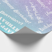 Papier Cadeau Joyeux anniversaire de la Parties scintillant bleu (Coin)