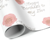 Papier Cadeau Joyeux Anniversaire De Mon Amour Image Rose (Coin rond)