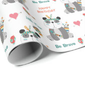 Papier Cadeau Joyeux anniversaire de Panda Tribal (Coin rond)