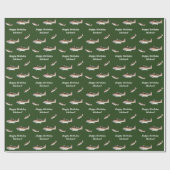 Papier Cadeau Joyeux anniversaire de rougets communs (vert) (Plat)