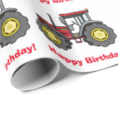 Papier Cadeau Joyeux anniversaire de tracteur (Coin rond)