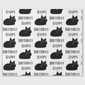 Papier Cadeau Joyeux Anniversaire de vêtement de chat noir (Plat)