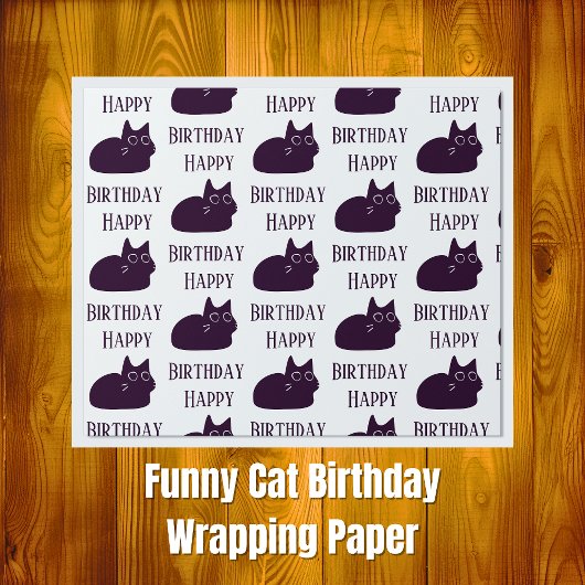 Papier Cadeau Joyeux Anniversaire de vêtement de chat noir