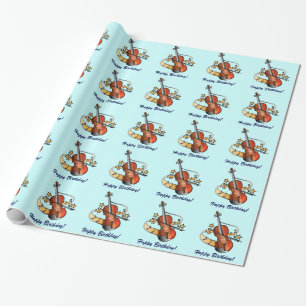 Papier Cadeau Joyeux anniversaire de violon avec la musique et