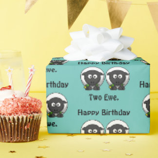Papier Cadeau Joyeux Anniversaire Deux Ewe À Vous Cartoon