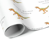 Papier Cadeau Joyeux Anniversaire Dinosaure avec Prénom Garçon P (Coin rond)