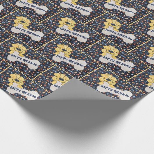 Papier Cadeau Joyeux Anniversaire Dot Bone (Coin)