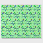 Papier Cadeau Joyeux anniversaire du garçon Blue et Lime Green (Plat)