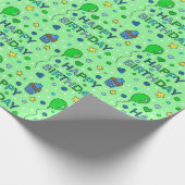 Papier Cadeau Joyeux anniversaire du garçon Blue et Lime Green (Coin)