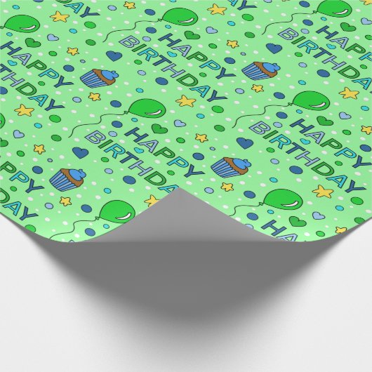 Papier Cadeau Joyeux anniversaire du garçon Blue et Lime Green (Coin)