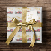 Papier Cadeau Joyeux anniversaire du train rouge