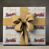 Papier Cadeau Joyeux anniversaire du train rouge