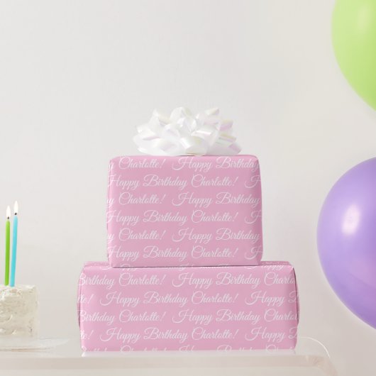 Papier Cadeau Joyeux Anniversaire écriture élégante nom personna (Cadeaux de fête)