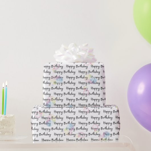 Papier Cadeau Joyeux Anniversaire En Blanc Avec Bulles (Cadeaux de fête)