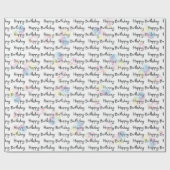 Papier Cadeau Joyeux Anniversaire En Blanc Avec Bulles (Plat)