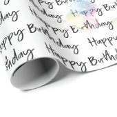 Papier Cadeau Joyeux Anniversaire En Blanc Avec Bulles (Coin rond)