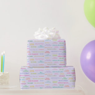 Papier Cadeau Joyeux anniversaire en différentes langues Lilac P
