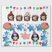 Papier Cadeau Joyeux Anniversaire Enveloppement Papier Cochons d (Plat)