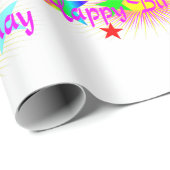 Papier Cadeau Joyeux anniversaire et étoiles - (Coin rond)