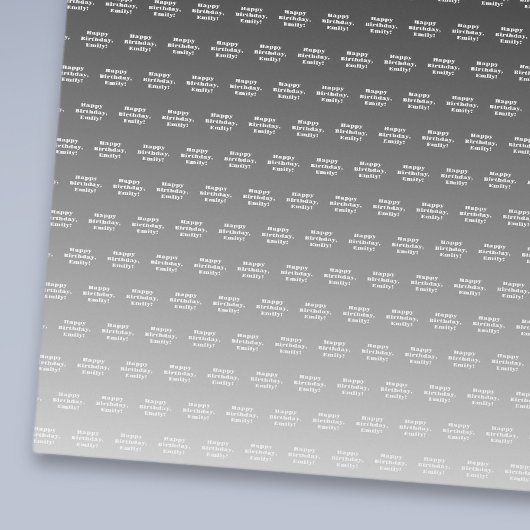 Papier Cadeau Joyeux anniversaire et tout nom | Black Grey White