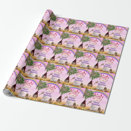 Papier Cadeau Joyeux Anniversaire Fée (Déroulé)