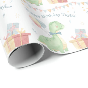 Papier Cadeau Joyeux Anniversaire Fête de Dinosaure Mignon