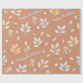 Papier Cadeau Joyeux Anniversaire Feuilles (Plat)