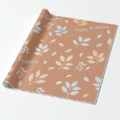 Papier Cadeau Joyeux Anniversaire Feuilles (Déroulé)