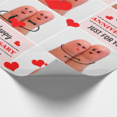 Papier Cadeau Joyeux anniversaire finger art amoureux couples (Coin)