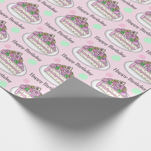 Papier Cadeau Joyeux anniversaire | Fleurs de gâteaux d'annivers (Coin)