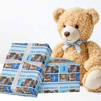 Papier Cadeau Joyeux Anniversaire Garçon Photo Collage Cute Cust