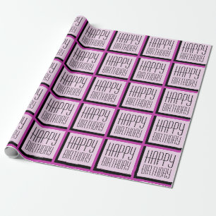 Papier Cadeau Joyeux Anniversaire Géométrique Violet