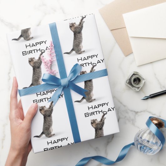 Papier Cadeau Joyeux Anniversaire gris Tabby Chat (Cadeaux)