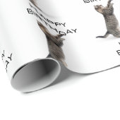 Papier Cadeau Joyeux Anniversaire gris Tabby Chat (Coin rond)