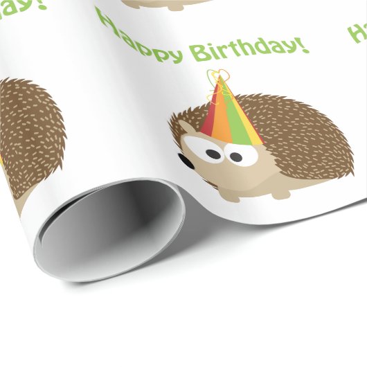 Papier Cadeau Joyeux anniversaire ! Hérisson (Coin rond)