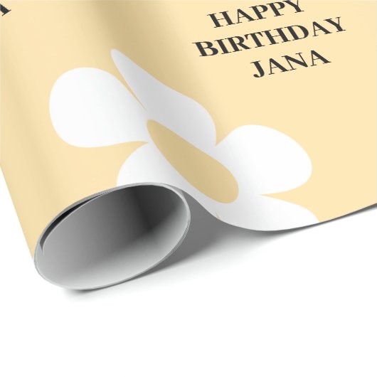 Papier Cadeau Joyeux Anniversaire Jaune (Coin rond)