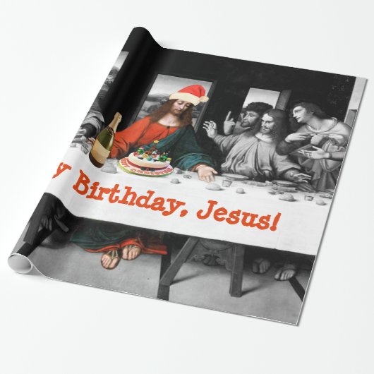 Papier Cadeau Joyeux anniversaire, Jésus ! Noël drôle (Déroulé)