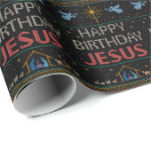 Papier Cadeau Joyeux Anniversaire Jésus Sweater Christian (Coin rond)
