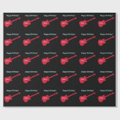 Papier Cadeau Joyeux anniversaire, John, guitares rouges (Plat)