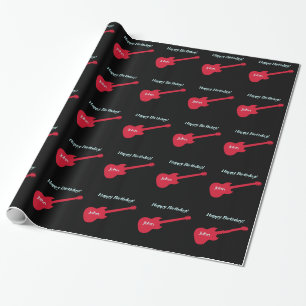 Papier Cadeau Joyeux anniversaire, John, guitares rouges