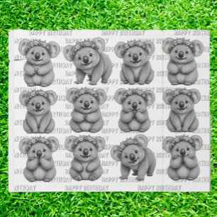 Papier Cadeau Joyeux Anniversaire Koalas