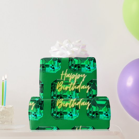 Papier Cadeau Joyeux anniversaire mai Birthstone Emerald (Cadeaux de fête)