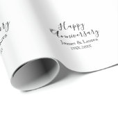 Papier Cadeau Joyeux anniversaire mariage nom date année simple (Coin rond)
