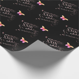 Papier Cadeau "Joyeux anniversaire Mariage (personnalisé)" Noir