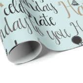 Papier Cadeau Joyeux Anniversaire Menthe (Coin rond)