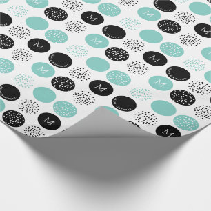 Papier Cadeau Joyeux Anniversaire Monogramme Cercles Aqua Dots E