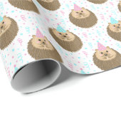Papier Cadeau Joyeux Anniversaire Motif Hedgie (Coin rond)