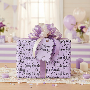 Papier Cadeau Joyeux Anniversaire Musical Noir