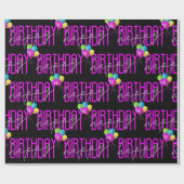 Papier Cadeau Joyeux Anniversaire Neon rose Avec Ballons (Plat)